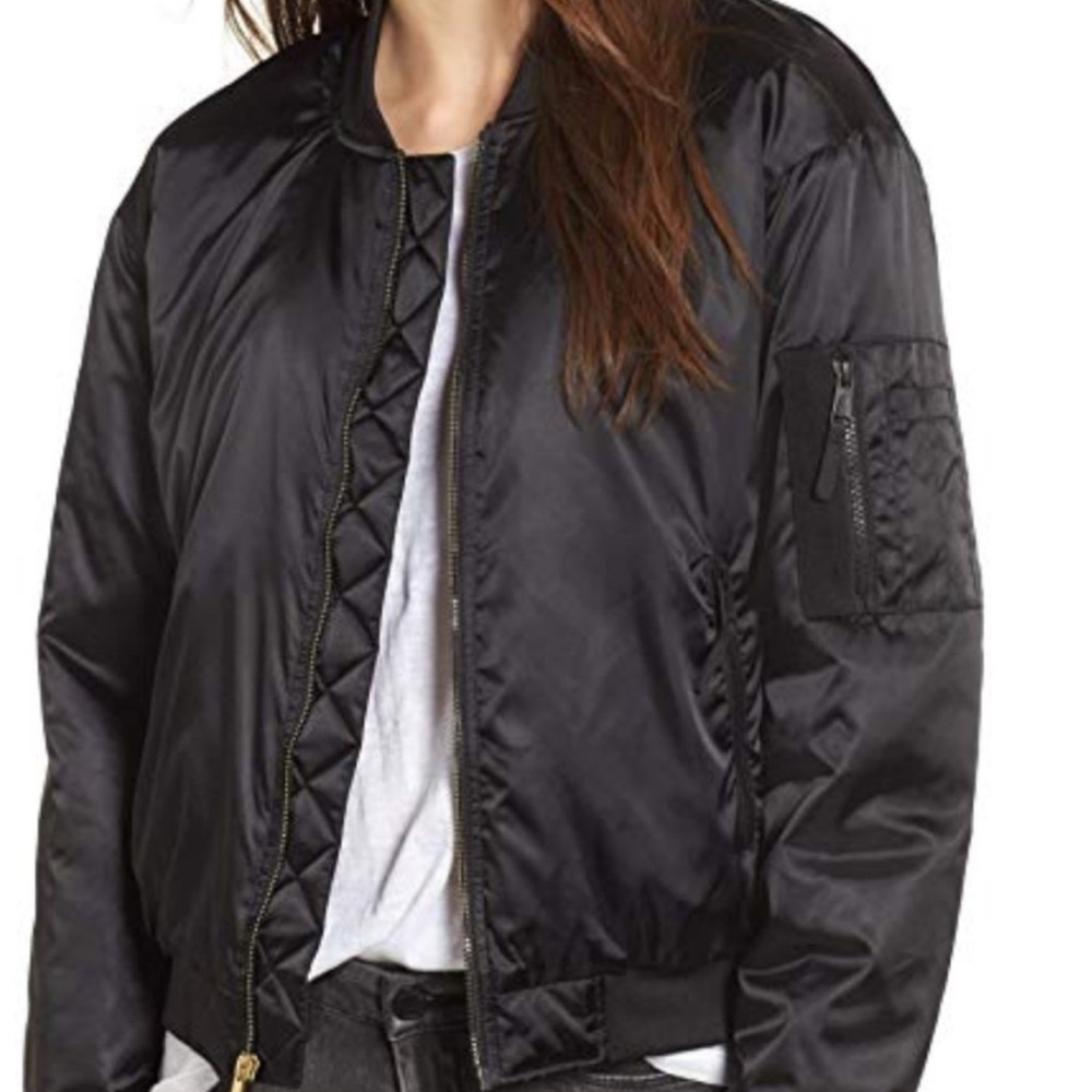 The North Face Satin Quilted Black Bomber Jacket